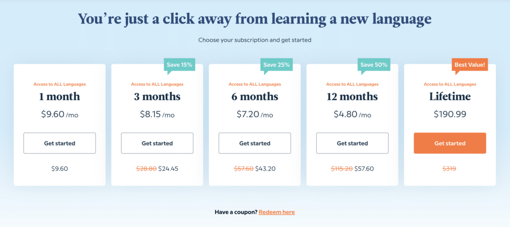 Babbel-subscription-prices