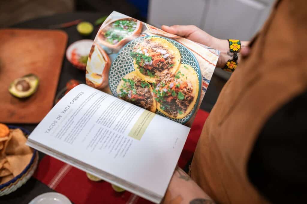 mexican cookbook featuring a taco recipe